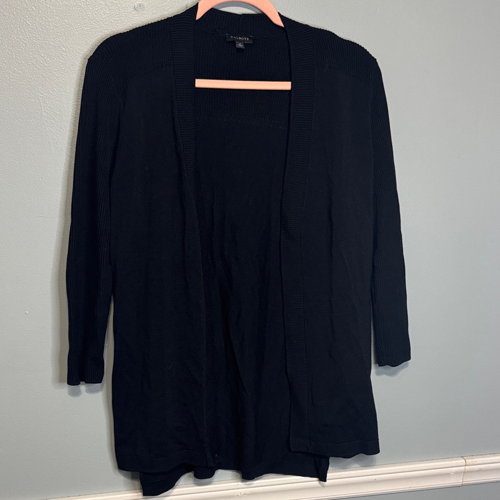 Talbots Elegant Black Open-Front‎ Cardigan